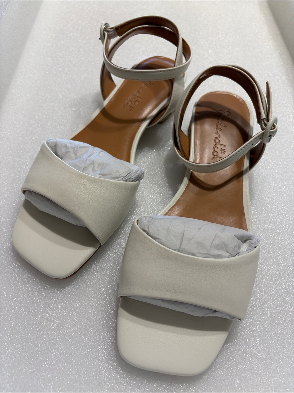 Splendid Leather Ankle-Strap Sandals in Snow